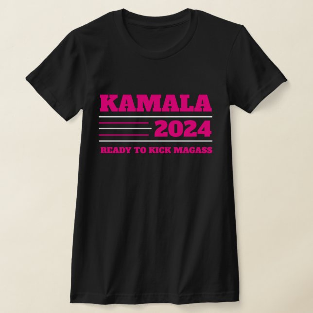 Camiseta Kamala Harris 2024 rosa e branco (Postura )