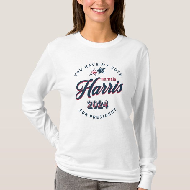 Camiseta Kamala Harris 2024 | Tem o meu voto (Frente)