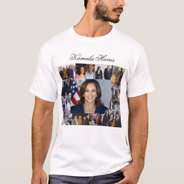 Camiseta Kamala Harris Collage Basic T-Shirt (Frente)