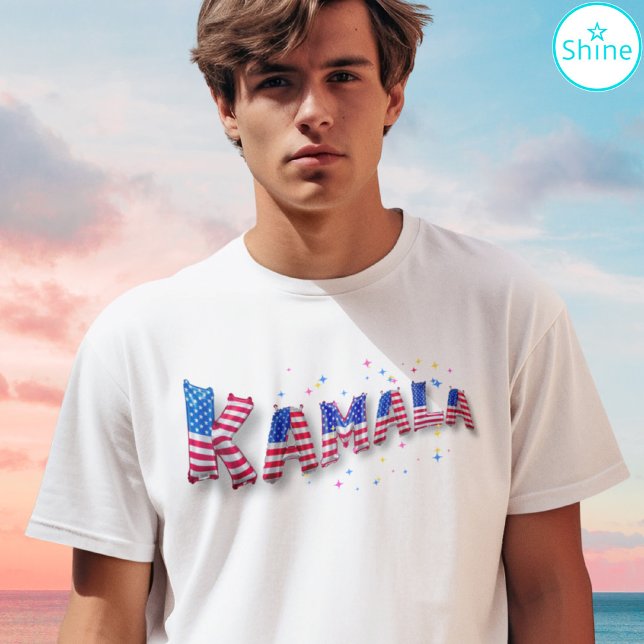Camiseta Kamala Harris Cute American Flag Balloon Alphabets (Criador carregado)