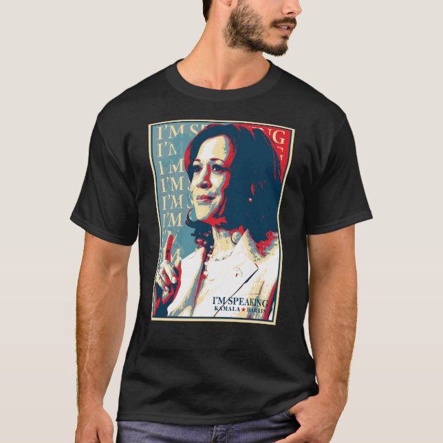Camiseta Kamala Harris Estou Falando sobre a eleição presid (Frente)