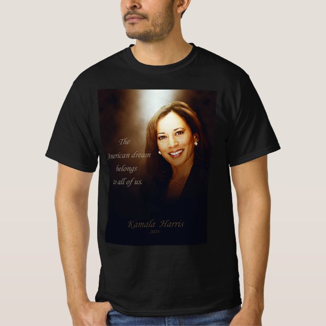 Camiseta Kamala Harris. O Sonho Americano pertence a todos  (Frente)