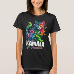Camiseta Kamala Harris Para O Presidente Cute Cat Floral Fe