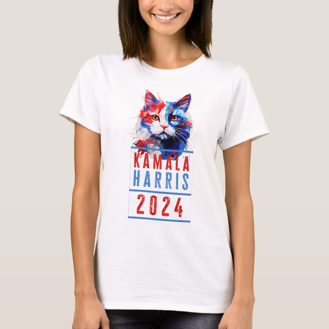 Camiseta Kamala Harris Patriotic Cat T-Shirt (Frente)