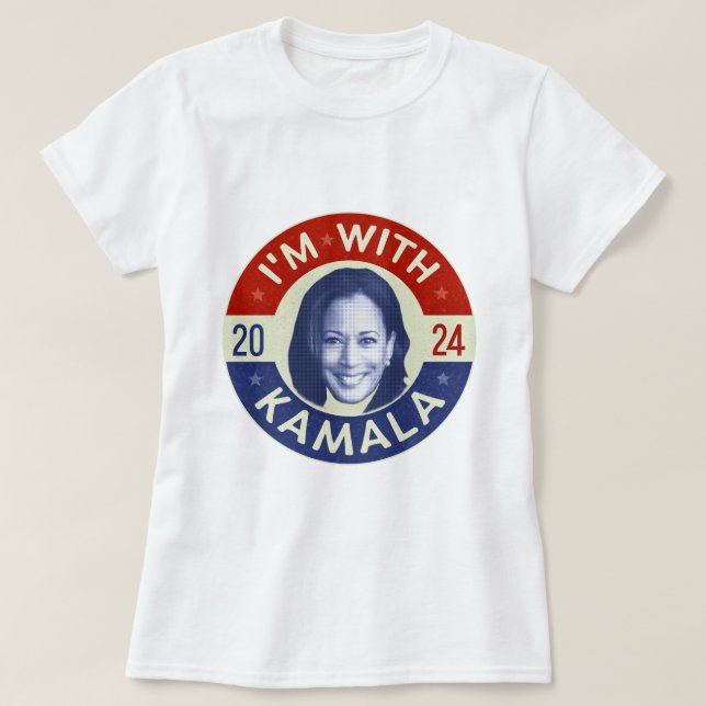 Camiseta Kamala Harris Presidente 2024 Foto Retro Democrata (Frente do Design)