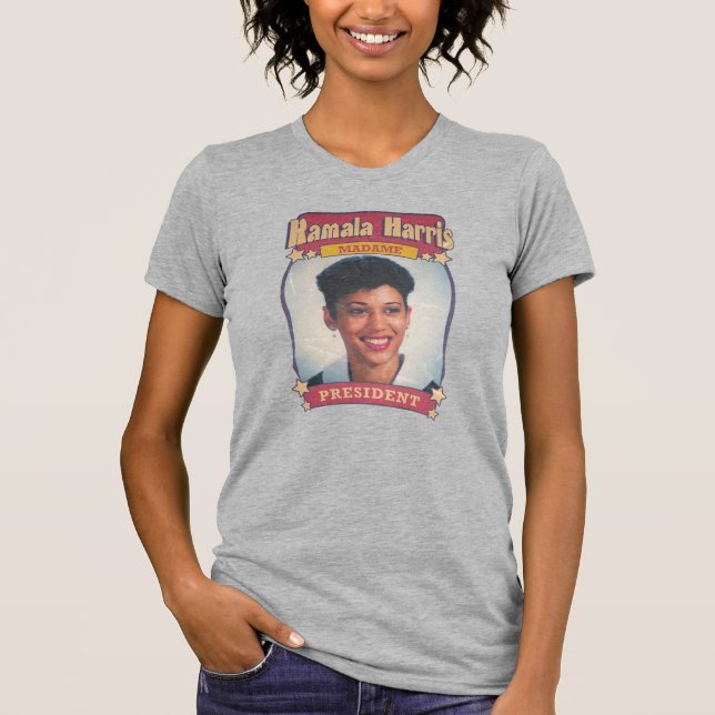 Camiseta Kamala Harris Senhora Presidente Retro Card (Frente)