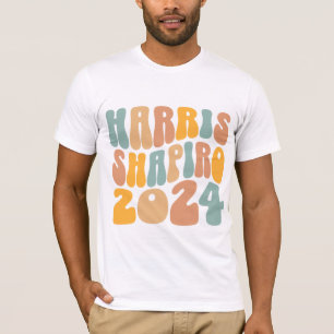 Camiseta Kamala Harris Shapiro Texto Ondulado Retro na Moda