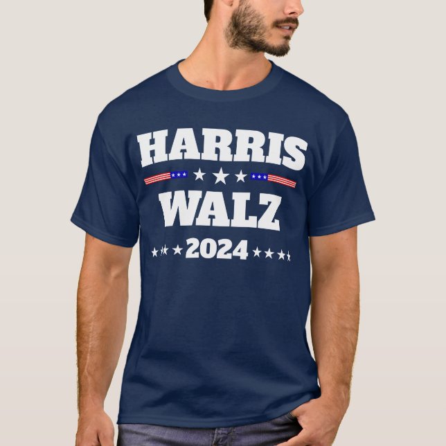 Camiseta Kamala Harris Tim Walz 2024 Campanha do Presidente (Frente)