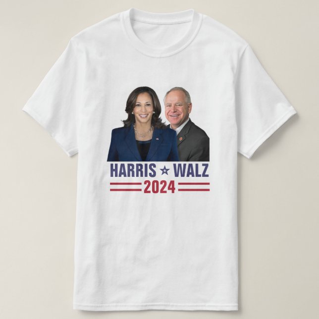 Camiseta Kamala Harris Tim Walz 2024 Presidente Vice Fotos (Frente do Design)