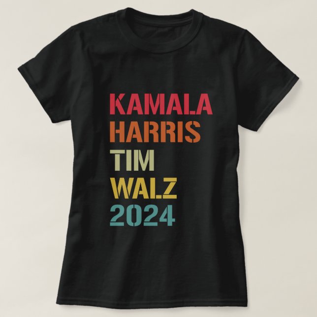 Camiseta Kamala Harris Tim Walz Waltz 2024 Eleição Democra (Frente do Design)