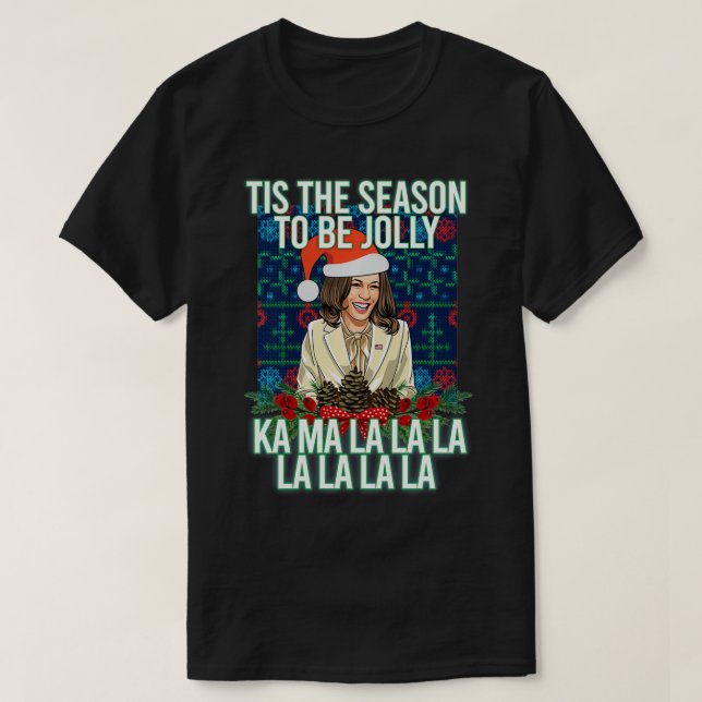 Camiseta Kamala Harris Ugly Christmas Sweater Engraçado Tis (Frente do Design)
