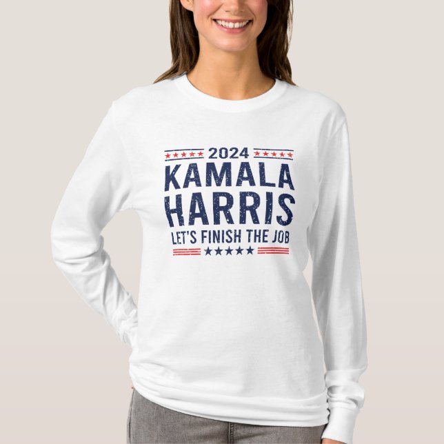 Camiseta kamala harris vamos terminar o trabalho kamala pre (Frente)