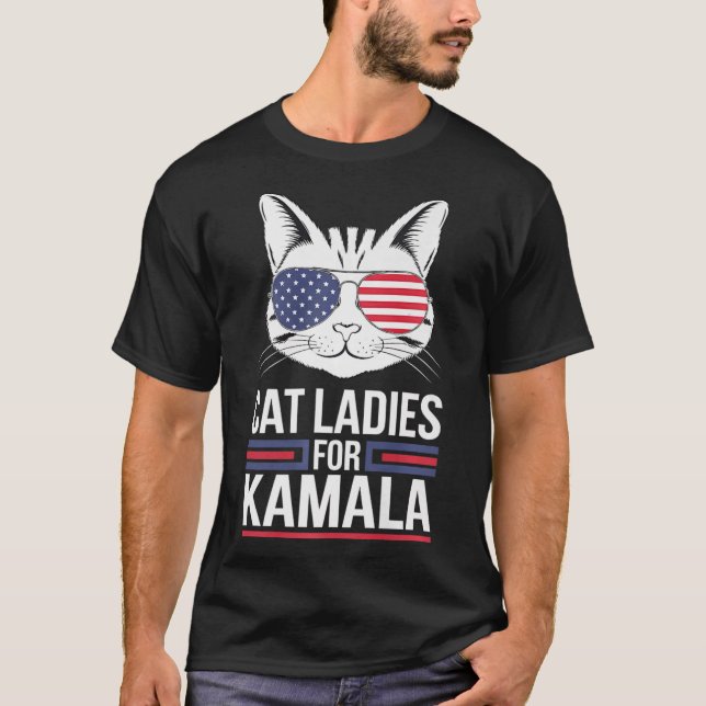 Camiseta Kamala Para Presidente - Cat Lady Uni (Frente)