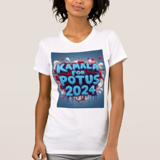 Camiseta Kamala POTUS 2024 - vermelho branco e azul