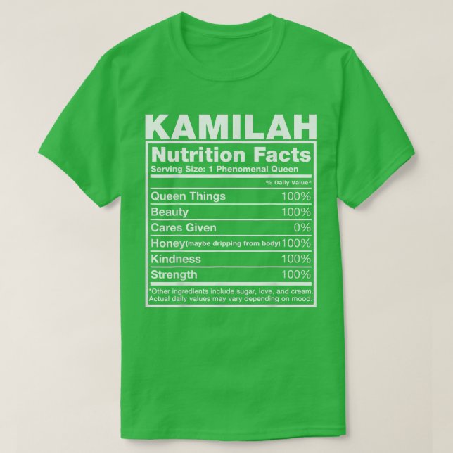 Camiseta Kamilah Nutrition Fata Kamilah Nome Aniversário (Frente do Design)