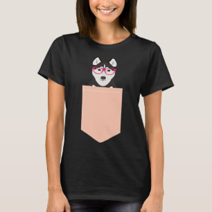 Camiseta Kamri Siberian Husky Com Óculos De Hipster Rosa Cu