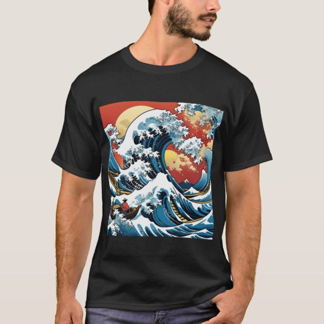 Camiseta Kanagawa Japonês A onda do excelente (Frente)