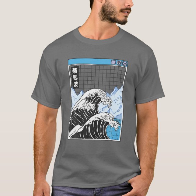 Camiseta Kanagawa Wave Japão Digital Landscape Grid Anime V (Frente)