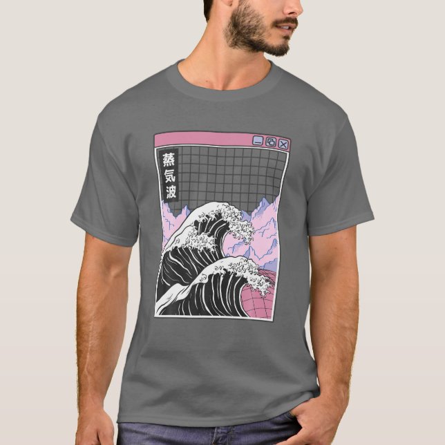 Camiseta Kanagawa Wave Japão Paisagem digital Anime Kawaii (Frente)