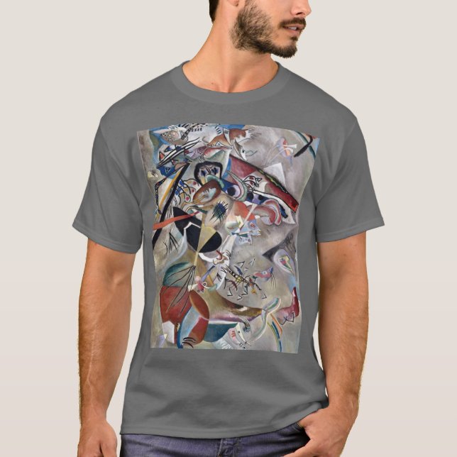 Camiseta Kandinsky Na Cinza Cinza Abstrato Trabalho de arte (Frente)