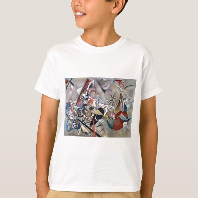 Camiseta Kandinsky Na Trabalho de arte Cinza Da Abstrato (Frente)