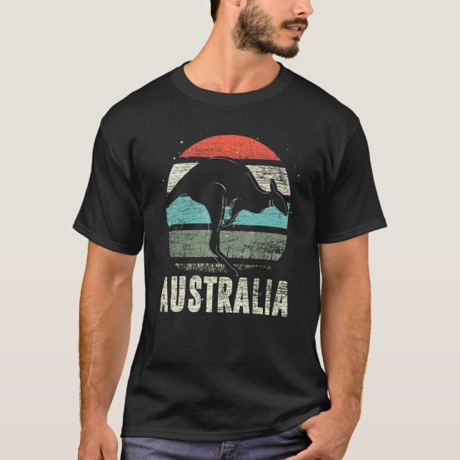 Camiseta Kangaroo Aussie Zoo Animal Retro Austrália (Frente)
