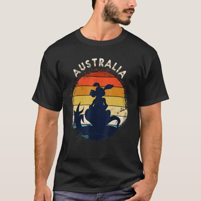 Camiseta Kangaroo Austrália Animal Aussie Retro Austrália (Frente)