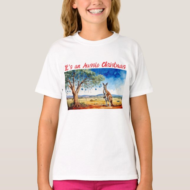 Camiseta Kangaroo debaixo de uma árvore de natal (Frente)