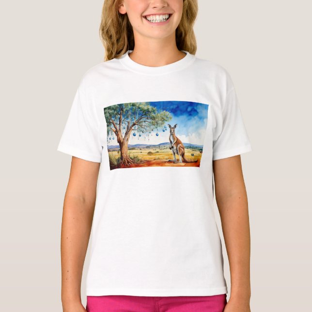 Camiseta Kangaroo debaixo de uma árvore de natal (Frente)