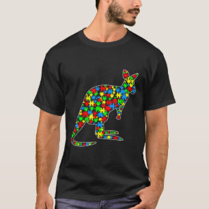 Camiseta Kangaroo Engraçado Quebra-cabeça Animais Autismo C