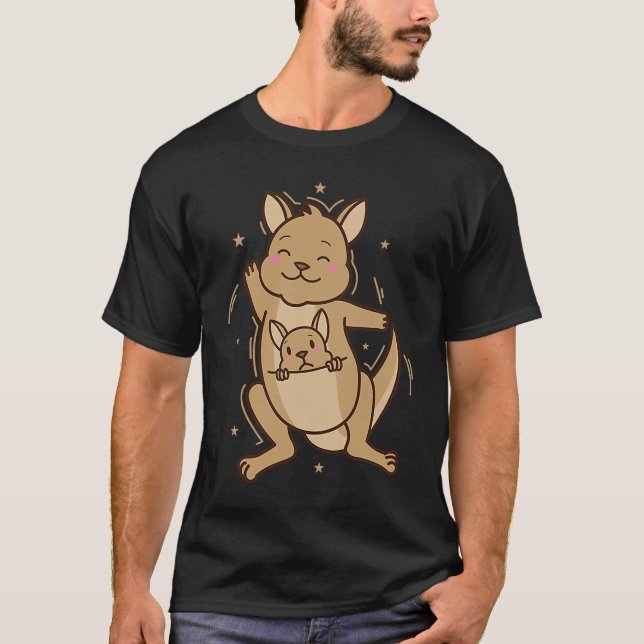 Camiseta Kangaroo happy with Baby in Bag (Frente)