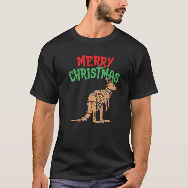 Camiseta Kangaroo Lights Austrália Feliz Natal Pj Match (Frente)