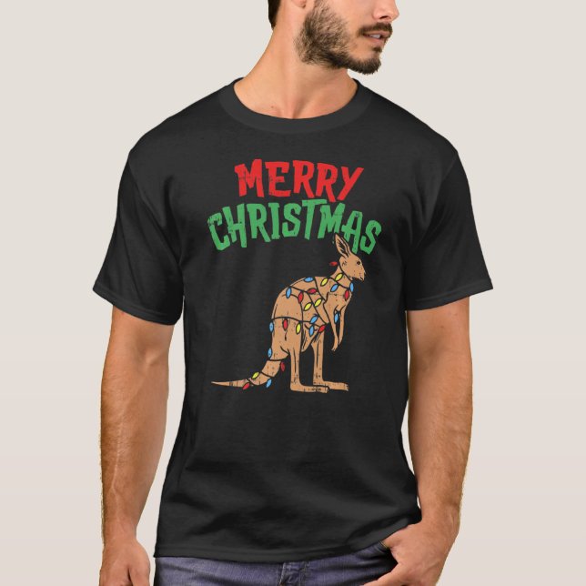 Camiseta Kangaroo Lights Austrália Feliz Natal Pj Match (Frente)