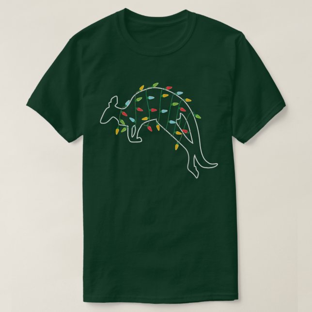 Camiseta Kangaroo Lover Christmas Tree Light Pajama Xmas Gi (Frente do Design)