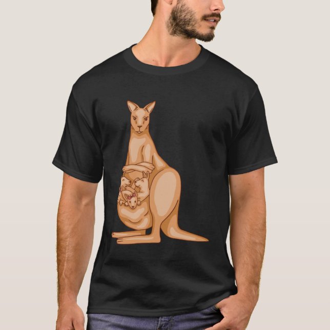 Camiseta kangaroo mother with family for men women children (Frente)