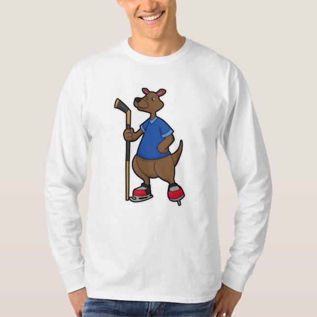 Camiseta Kangaroo no hóquei no gelo com vara de hóquei no g (Frente)