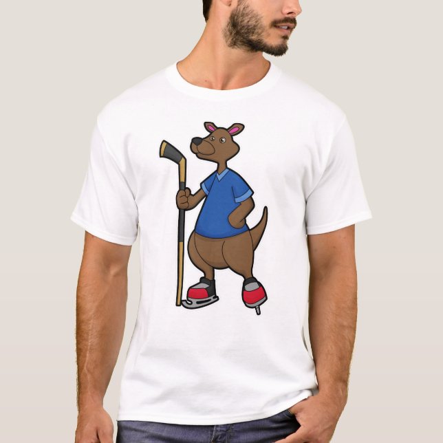 Camiseta Kangaroo no hóquei no gelo com vara de hóquei no g (Frente)