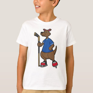 Camiseta Kangaroo no hóquei no gelo com vara de hóquei no g