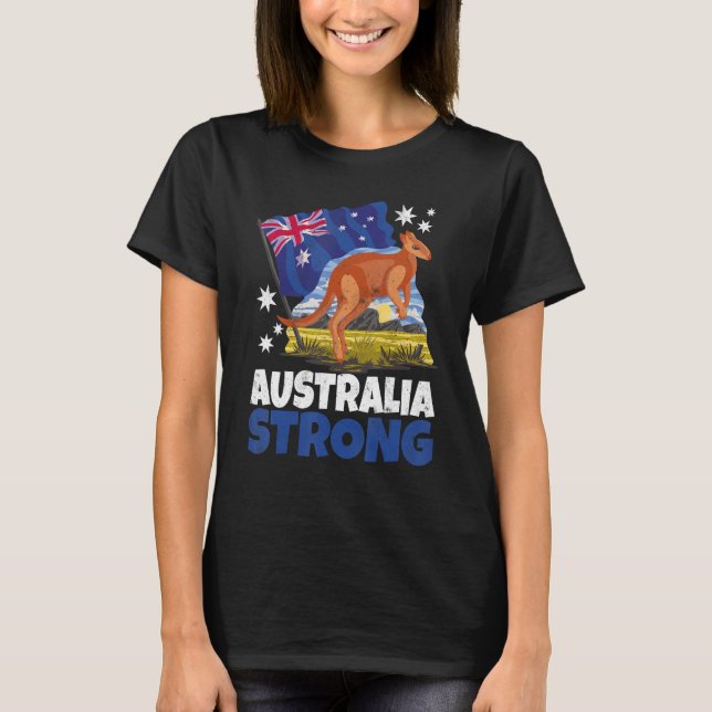Camiseta Kangaroo Patriotic Australian Flag Stron (Frente)