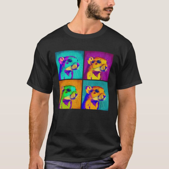 Camiseta Kangaroo Rat Pop Ilustração Animais Coloridos (Frente)