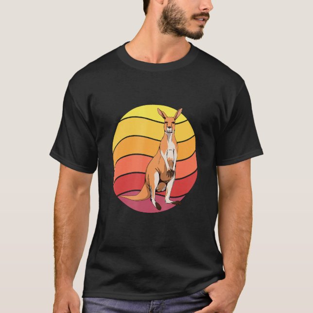Camiseta Kangaroo Retro Sunset Kangaroo Art Kangaroos (Frente)