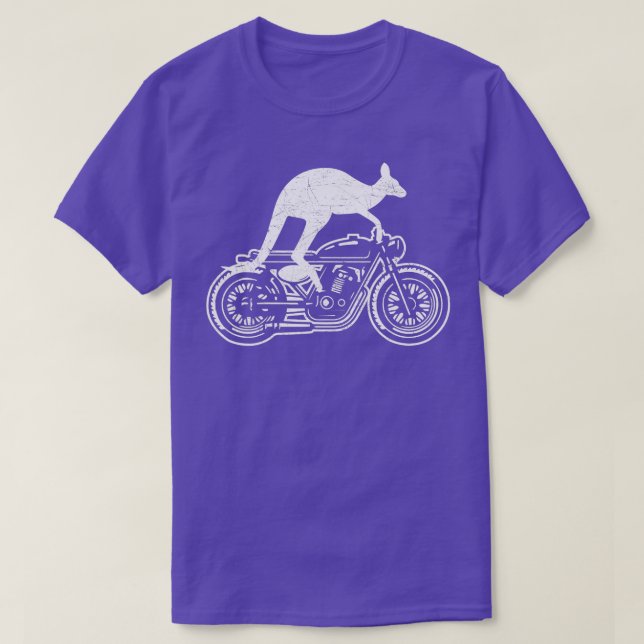 Camiseta Kangaroo Riding Motorbike Austrália Motorcycle Bik (Frente do Design)