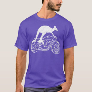 Camiseta Kangaroo Riding Motorbike Austrália Motorcycle Bik