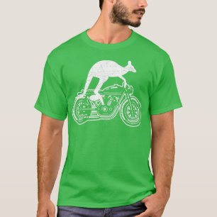 Camiseta Kangaroo Riding Motorbike Austrália Motorcycle Bik