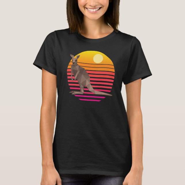 Camiseta Kangaroo Sunset Austrália - Kangaroos Retro Premiu (Frente)