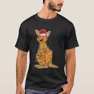 Camiseta Kangaroo Vestindo Santa Hat Xmas Kangaroo Lover Ch