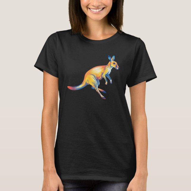 Camiseta Kangaroo Watercolor Graphic Australia Exotic Anima (Frente)