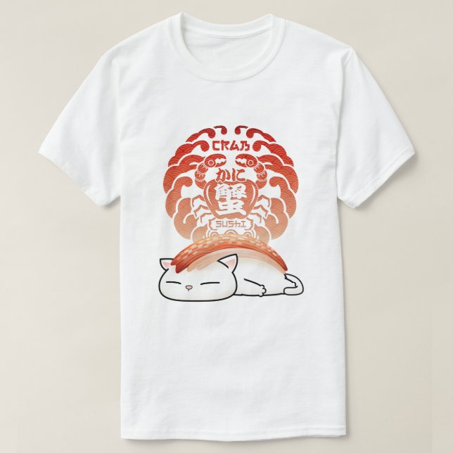 Camiseta Kani Crab Sushi Cat (Frente do Design)