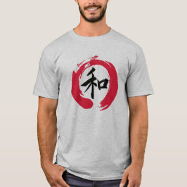 Camiseta Kanji japonês da "paz" dentro de um zen vermelho
