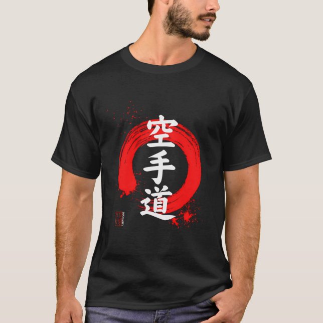 Camiseta Kanji Japonês De Karate-Do Com Círculo Vermelho De (Frente)